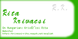 rita krivacsi business card